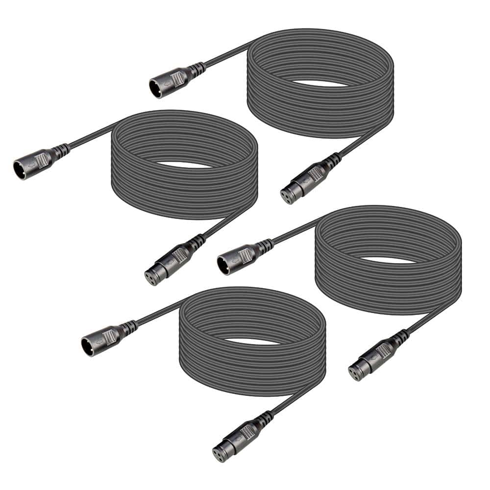 Cable DMX 4 Pack XLR 15ft Macho Hembra, Cables DMX de 3