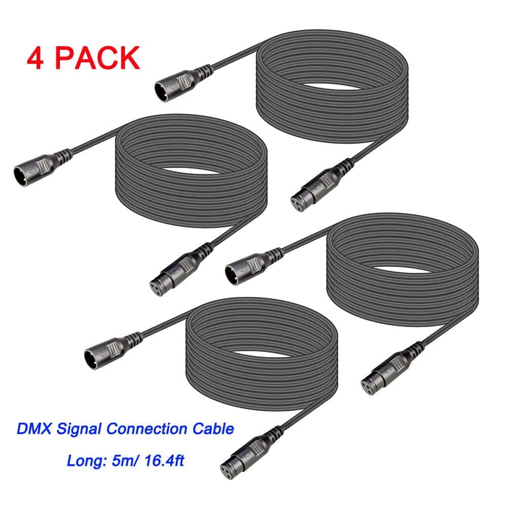 Cable DMX 4 Pack XLR 15ft Macho Hembra, Cables DMX de 3 - Imagen 6