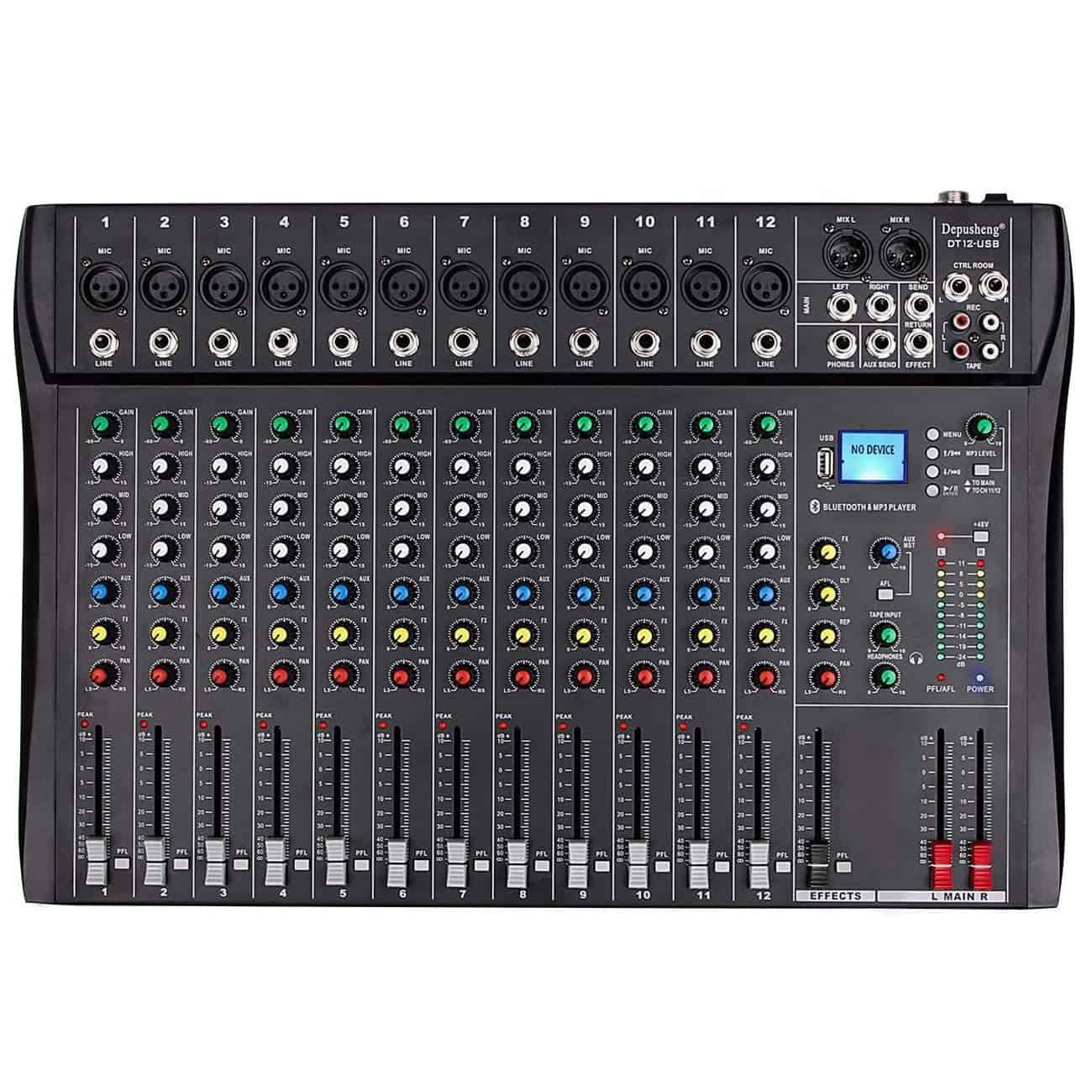 Mezclador de Audio Studio DT12 Depusheng de 12 Canales