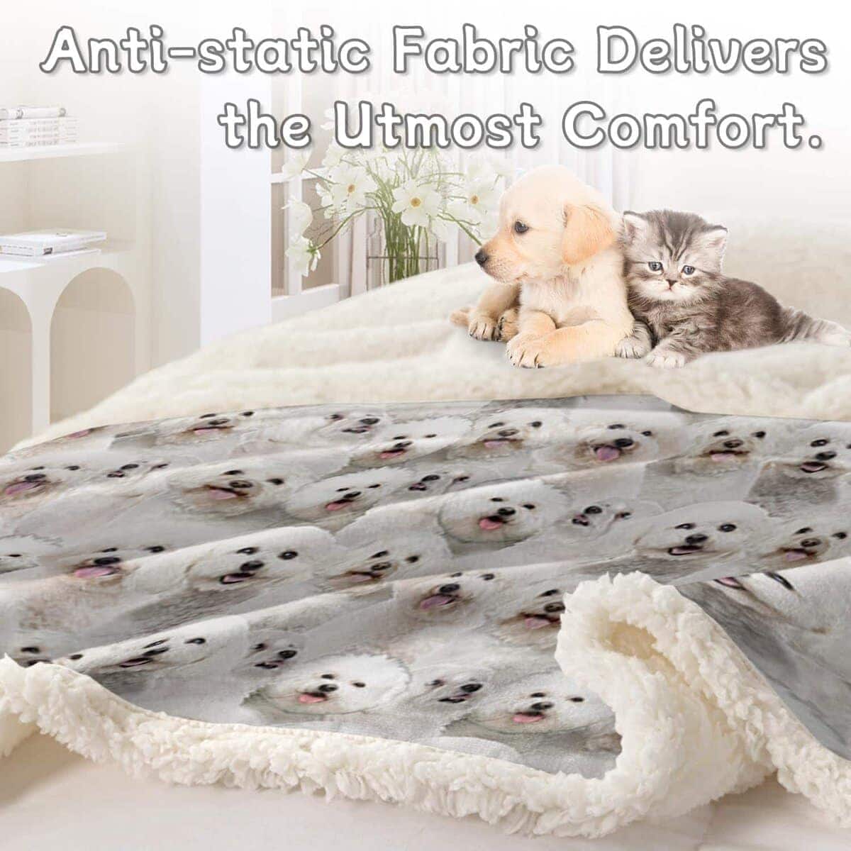 Manta de Felpa BlessLiving Bichon Frise 60" x 80" Suave - Imagen 6