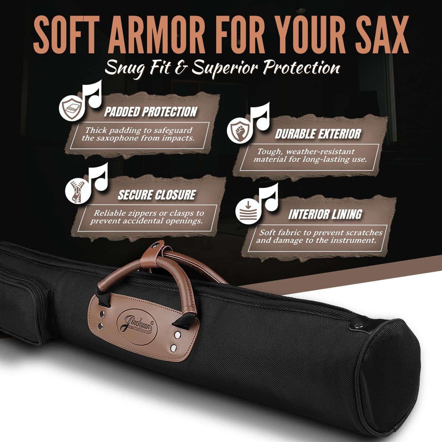 Estuche de saxofón soprano Flexzion, bolso para saxofón con - Imagen 8