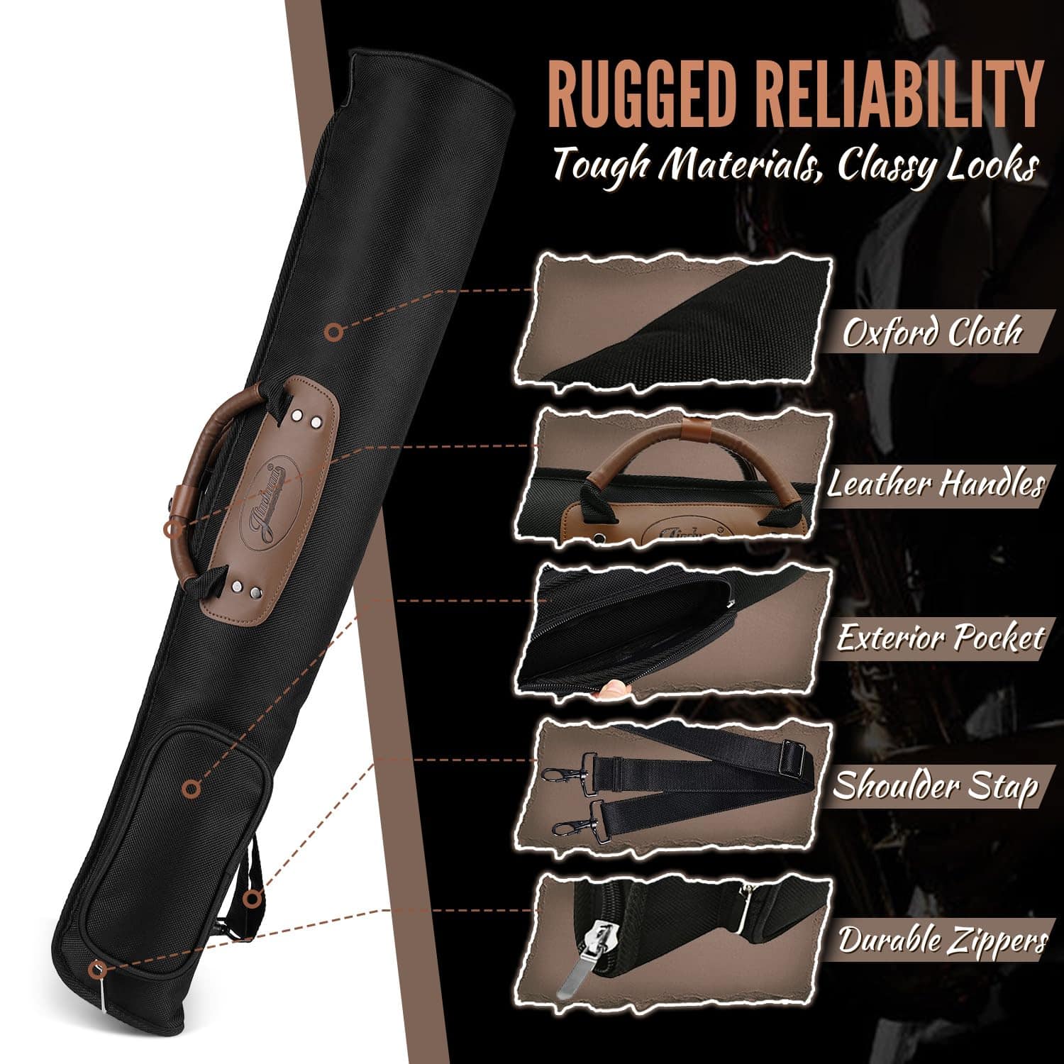 Estuche de saxofón soprano Flexzion, bolso para saxofón con - Imagen 7