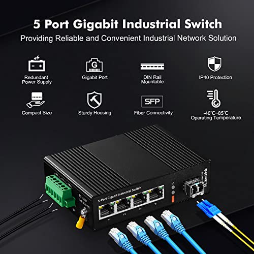 Switch de Red MokerLink de 5 Puertos Gigabit con Montaje - Imagen 3