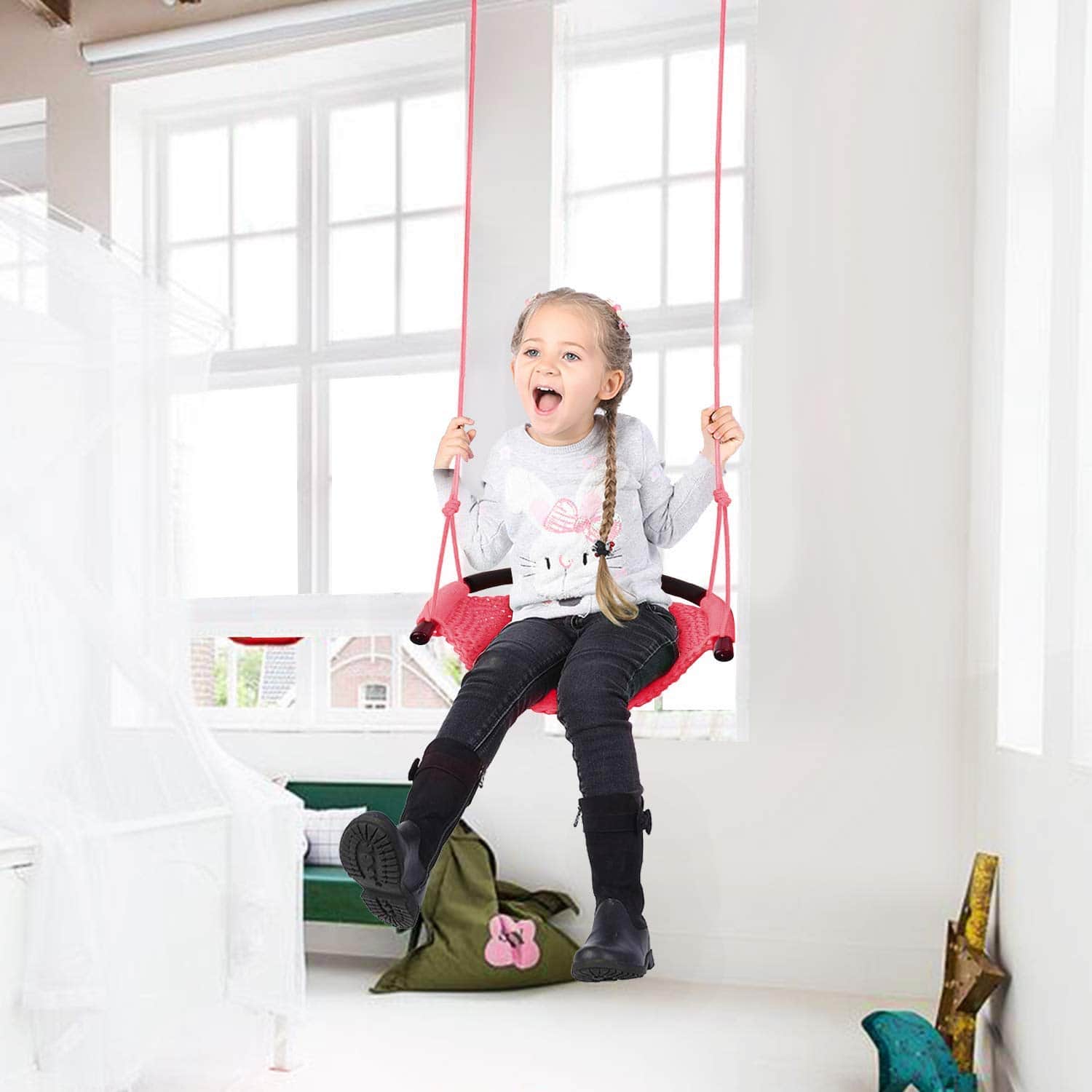 JKsmart Columpio para niños con cuerda resistente, seguro - Imagen 10