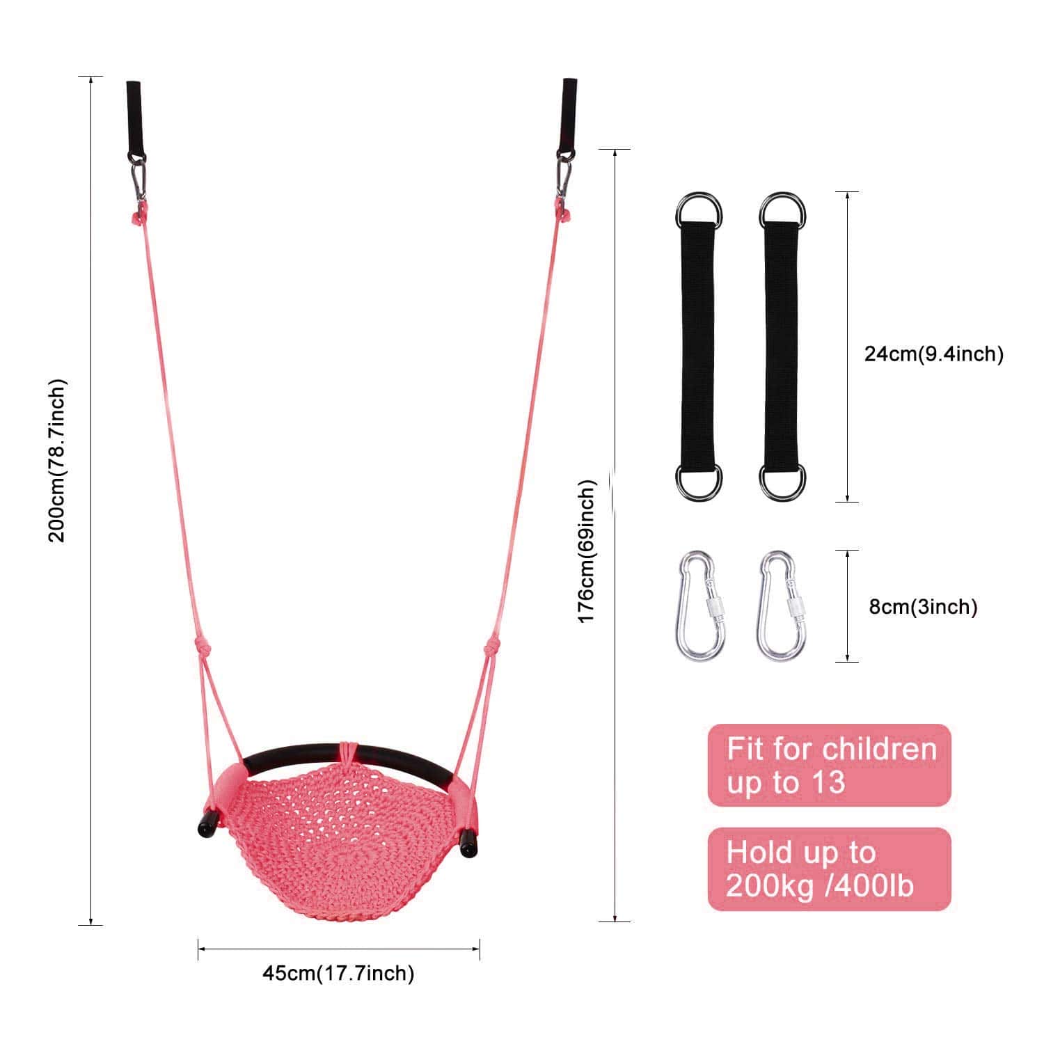 JKsmart Columpio para niños con cuerda resistente, seguro - Imagen 5