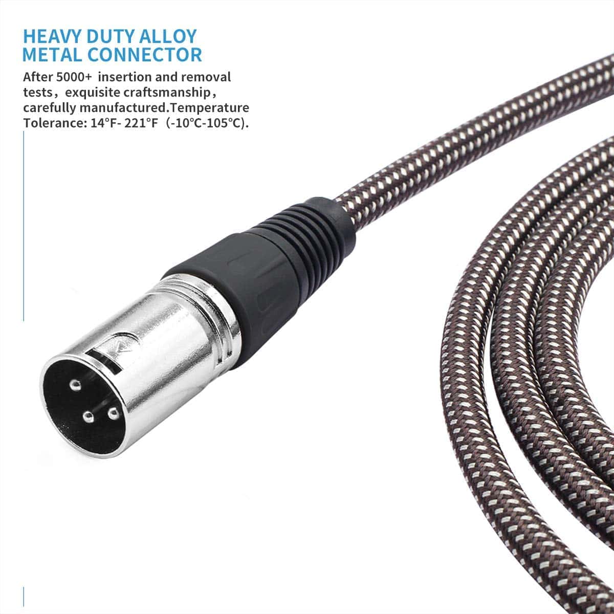 Cable XLR Híbrido Trenzado Resistente BIFALE - 25ft, 3Pin - Imagen 4