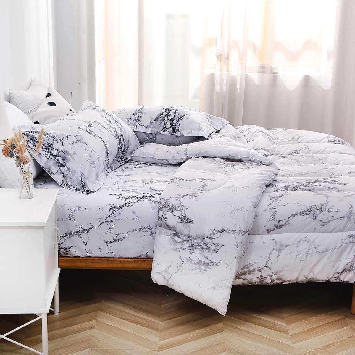 Juego de edredón King Size Nanko, Estampado de Mármol - Imagen 4