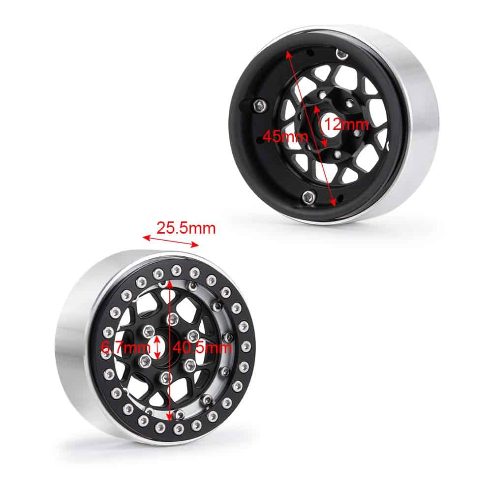 RCLIONS Llantas de Aluminio Metal 1.9 pulgadas RC Beadlock - Imagen 3