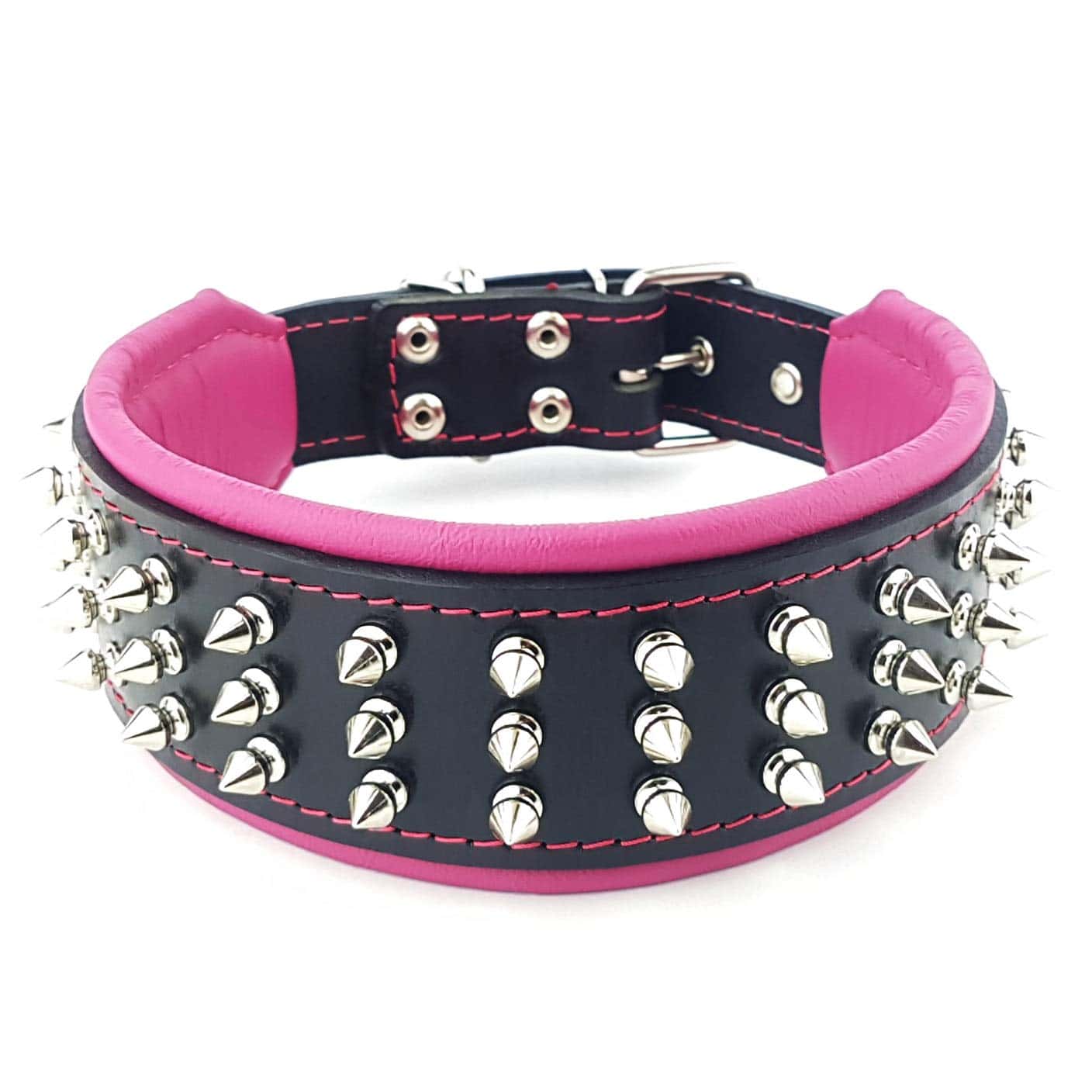 Collar de cuero auténtico gigante Bestia Silver Studded
