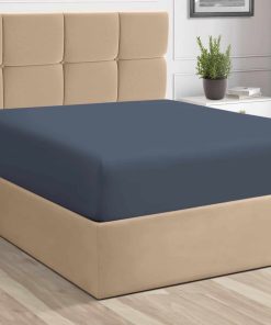 Sábana Ajustable Pizuna Pure 100% Algodón -Azul Oscuro