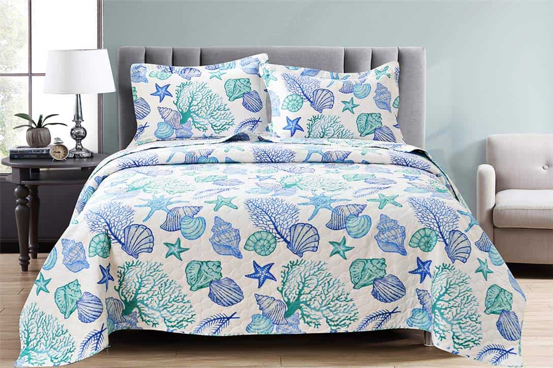 Juego de Edredones de 3 Piezas Tamaño King Tema Oceánico, - Imagen 8