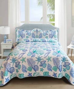 Juego de Edredones de 3 Piezas Tamaño King Tema Oceánico,