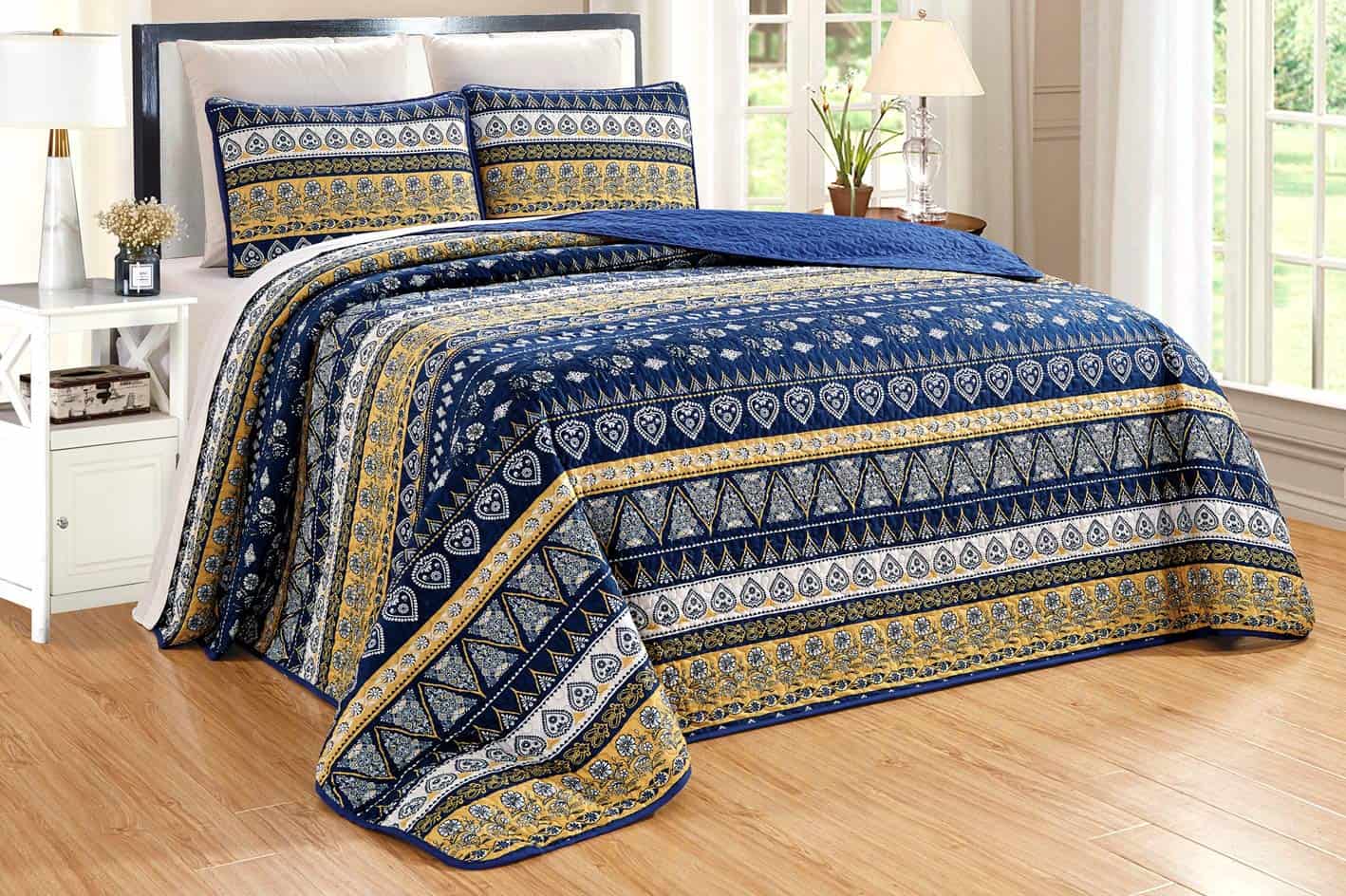 Juego de Colcha Reversible Estampado de GranLinen de 3