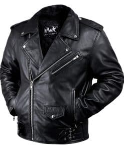 Chaqueta de Moto de Cuero HWK Brando para Hombres, Chaqueta