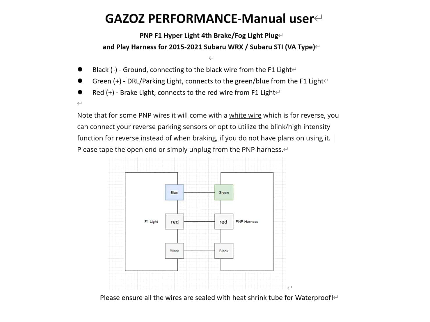 GAZOZ PERFORMANCE PNP+LED Brake Light For Subaru WRX STI - Imagen 9