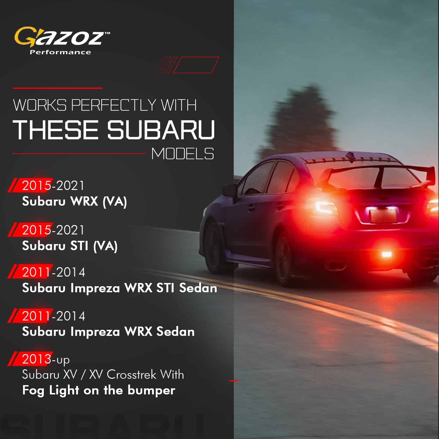 GAZOZ PERFORMANCE PNP+LED Brake Light For Subaru WRX STI - Imagen 8