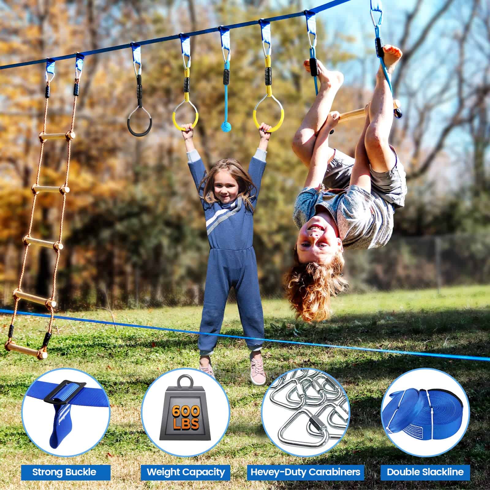 Course de Obstáculos Ninja de 2� 56 pies para Niños - - Imagen 4