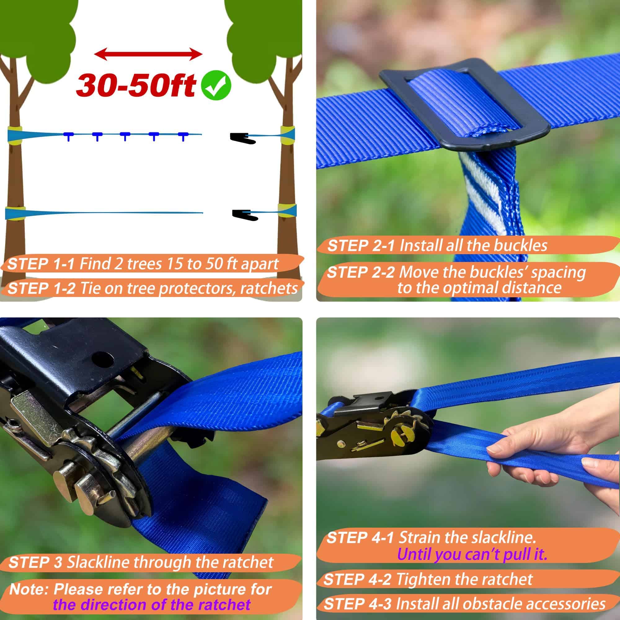 Course de Obstáculos Ninja de 2� 56 pies para Niños - - Imagen 5