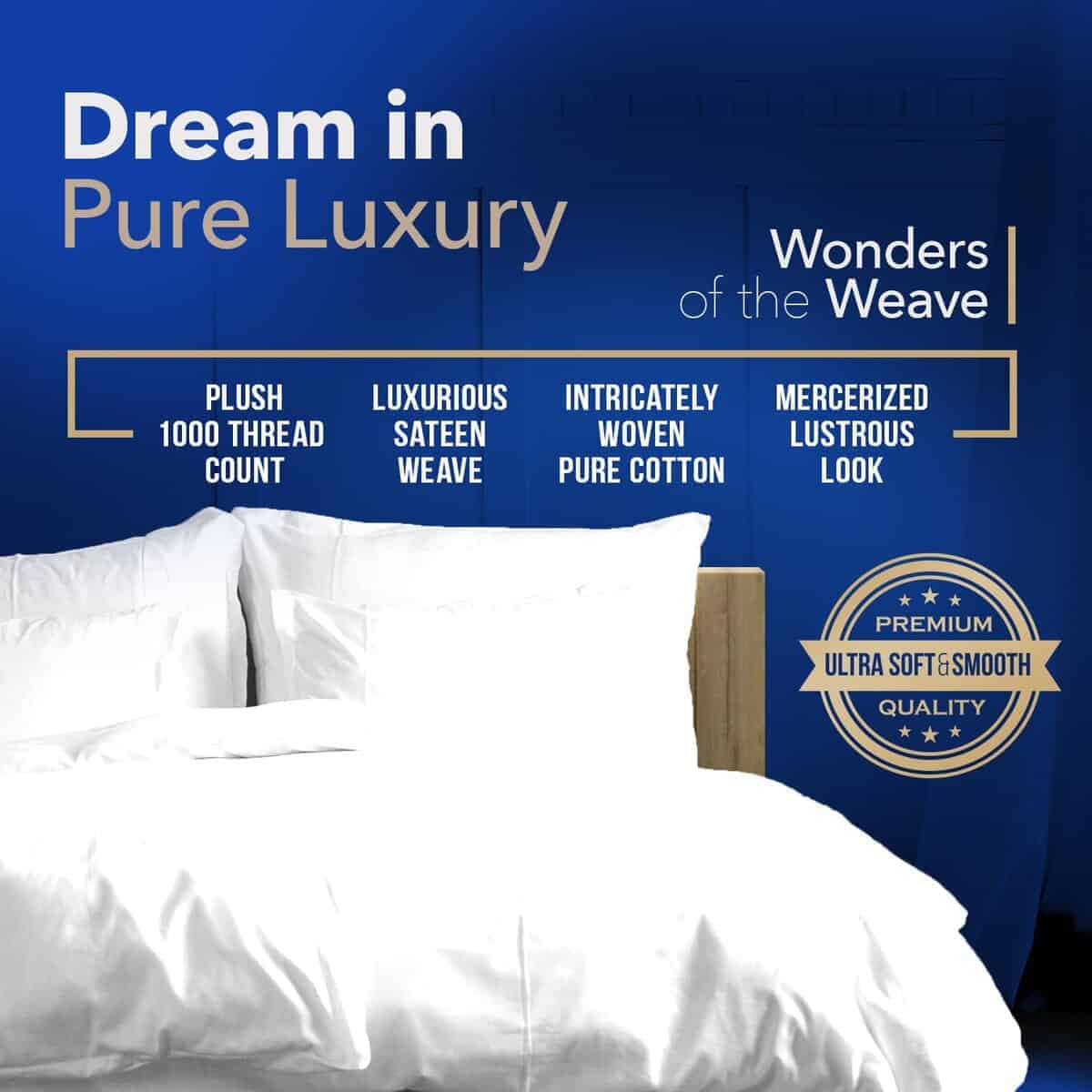 TEXAS LINEN CO. Funda de Edredón Extra Grande King, 1000 - Imagen 4