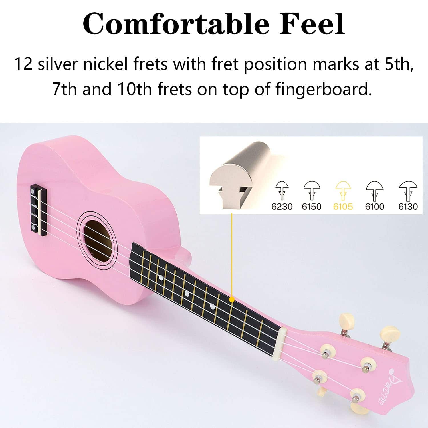 Ukelele Soprano Amdini de 21 pulgadas de madera de tilo - Imagen 6