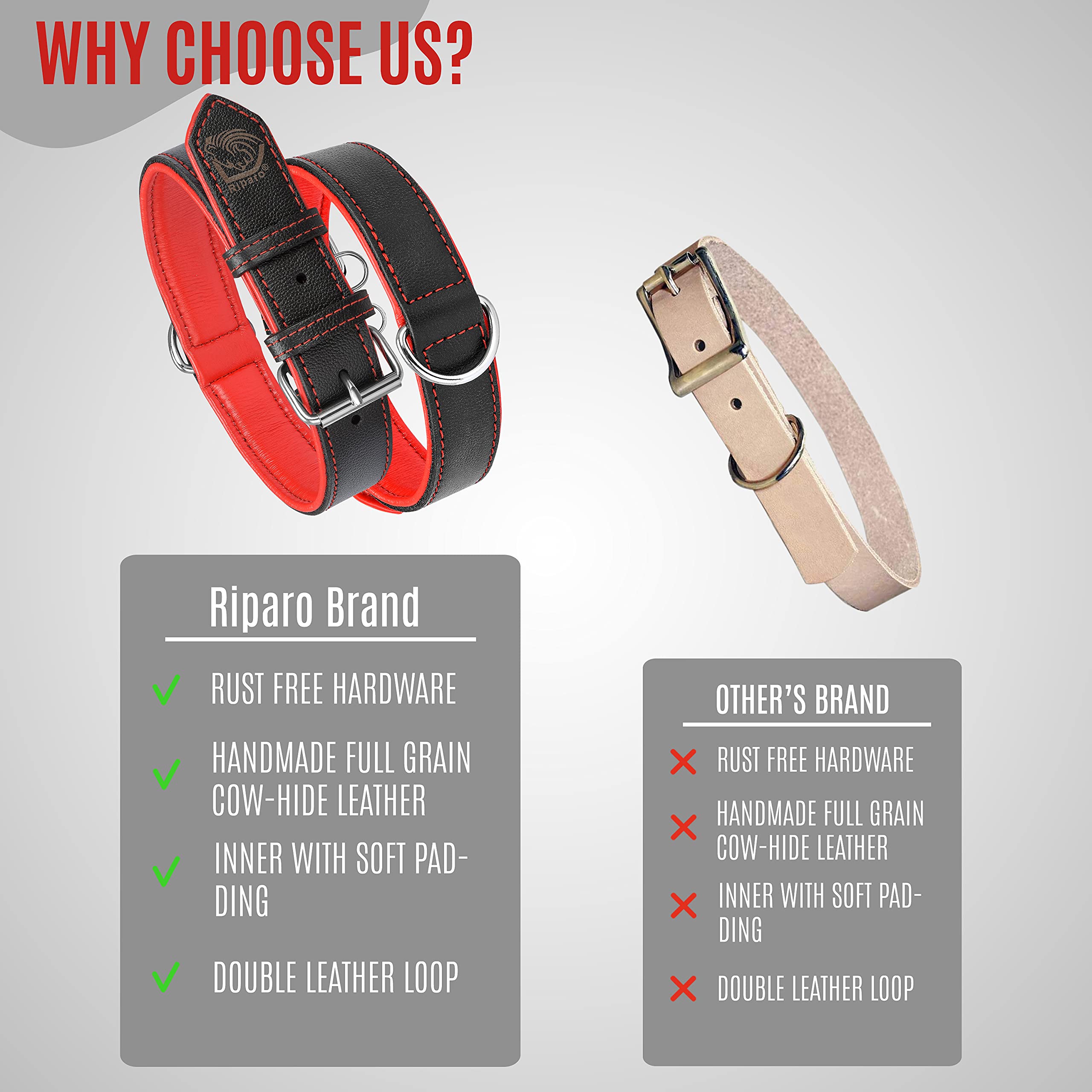 Collar Ajustable de Cuero Genuino Acolchado para Perro de - Imagen 6