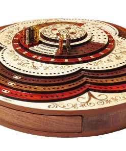 Juego de Tablero de Cribbage de Madera Redondo de 4 Pistas