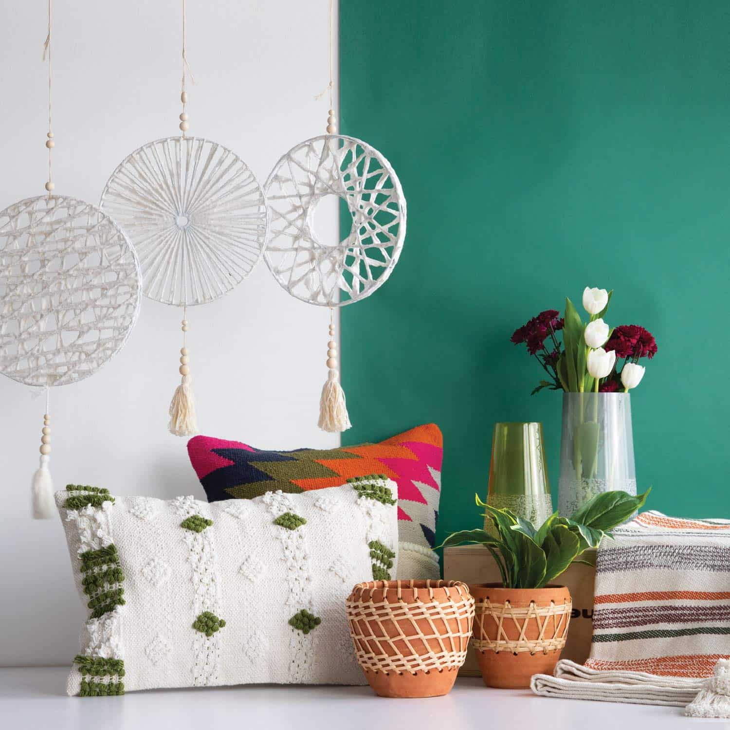 Manta tejida de algodón de 50 x 60 pulgadas con borlas - Imagen 4