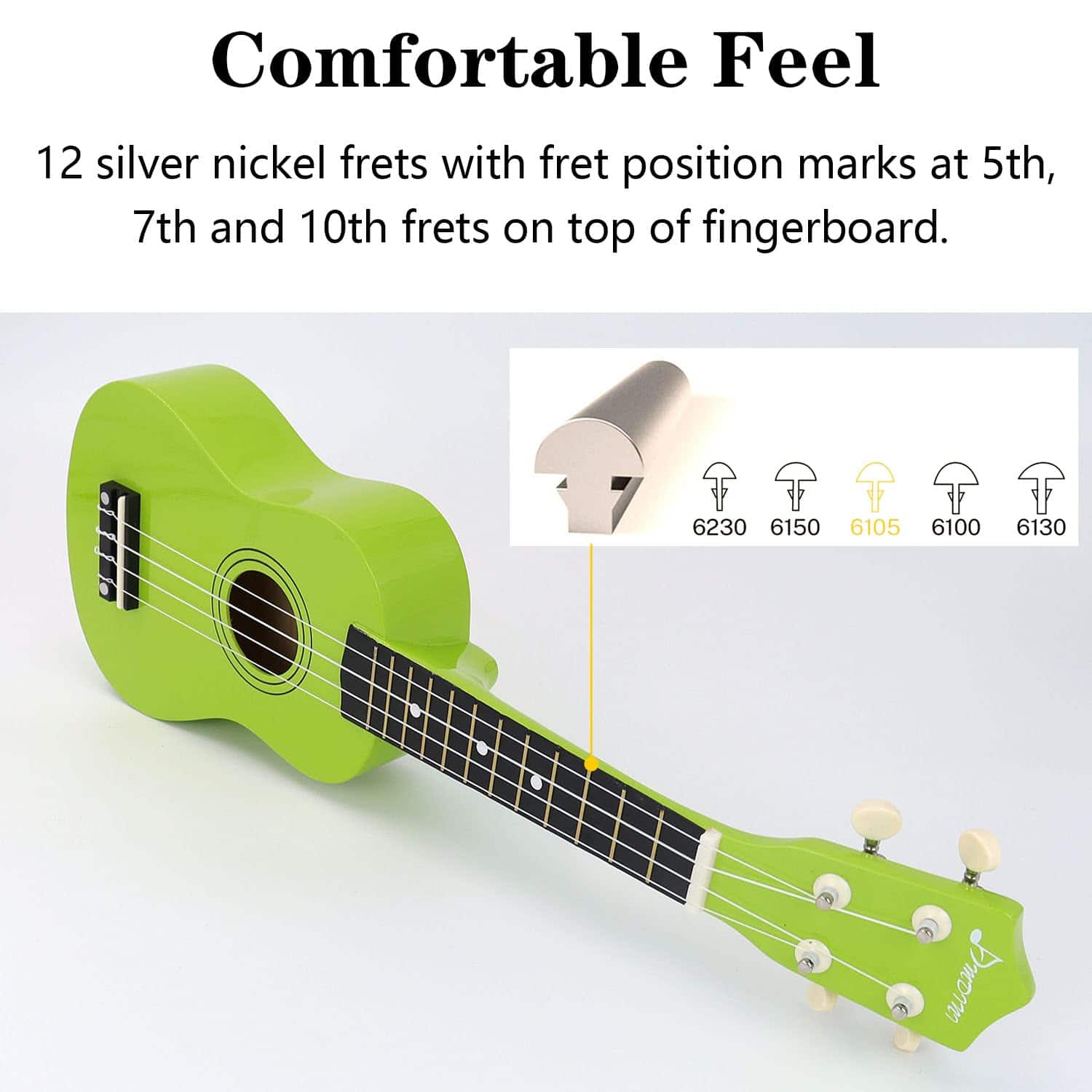 Ukulele Soprano Amdini de 21 pulgadas de madera de tilo, - Imagen 6