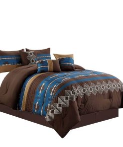 Juego de 7 Piezas de Edredón Tamaño King con Diseño Nativo