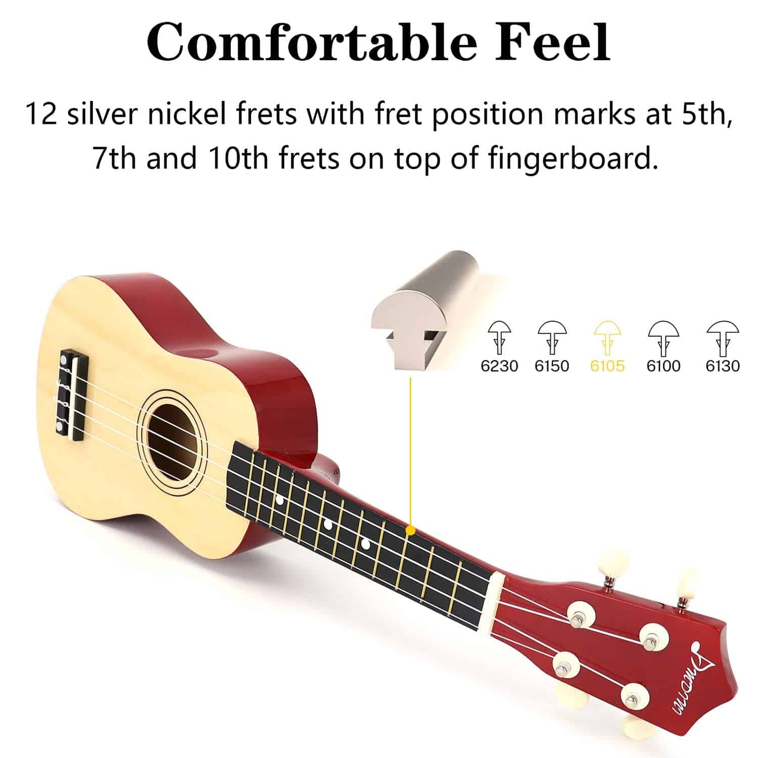 Ukulele Soprano Amdini de 21 pulgadas de Madera de Basswood - Imagen 6