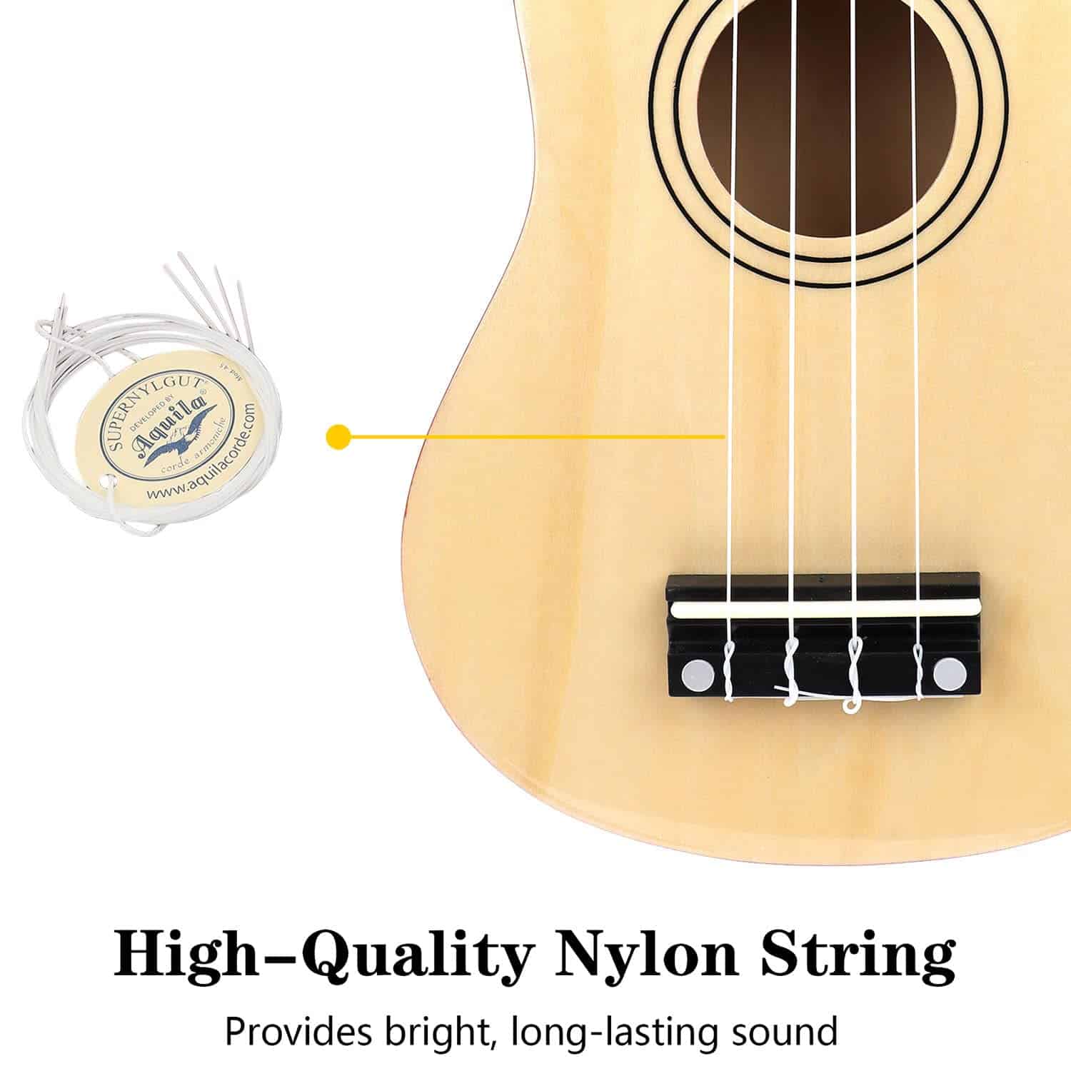 Ukulele Soprano Amdini de 21 pulgadas de Madera de Basswood - Imagen 5