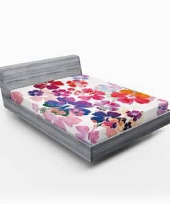 Sábana Ajustable Lunarable Hawaiian, Tema Floral Exótico de