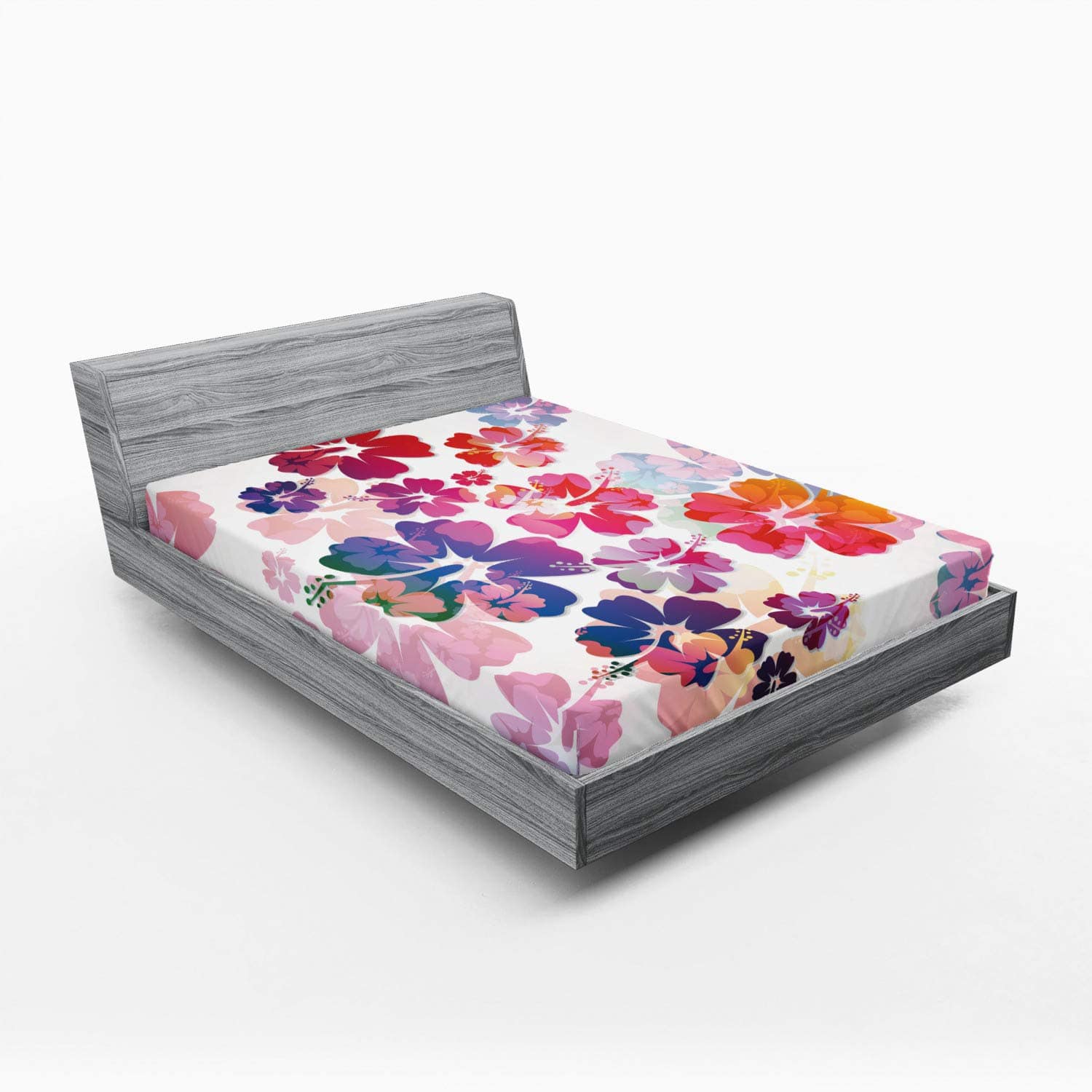 Sábana Ajustable Lunarable Hawaiian, Tema Floral Exótico de