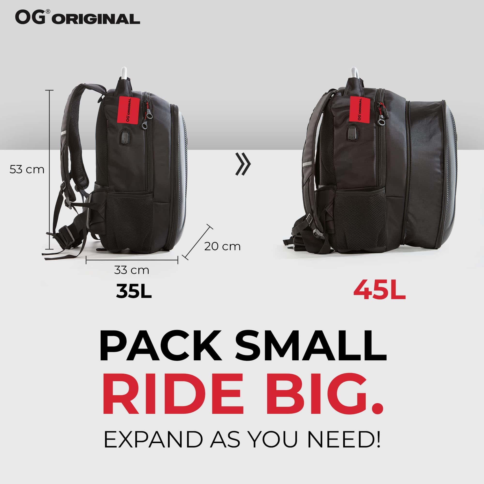 Mochila Impermeable OG Original GetAway para Motocicleta, - Imagen 5