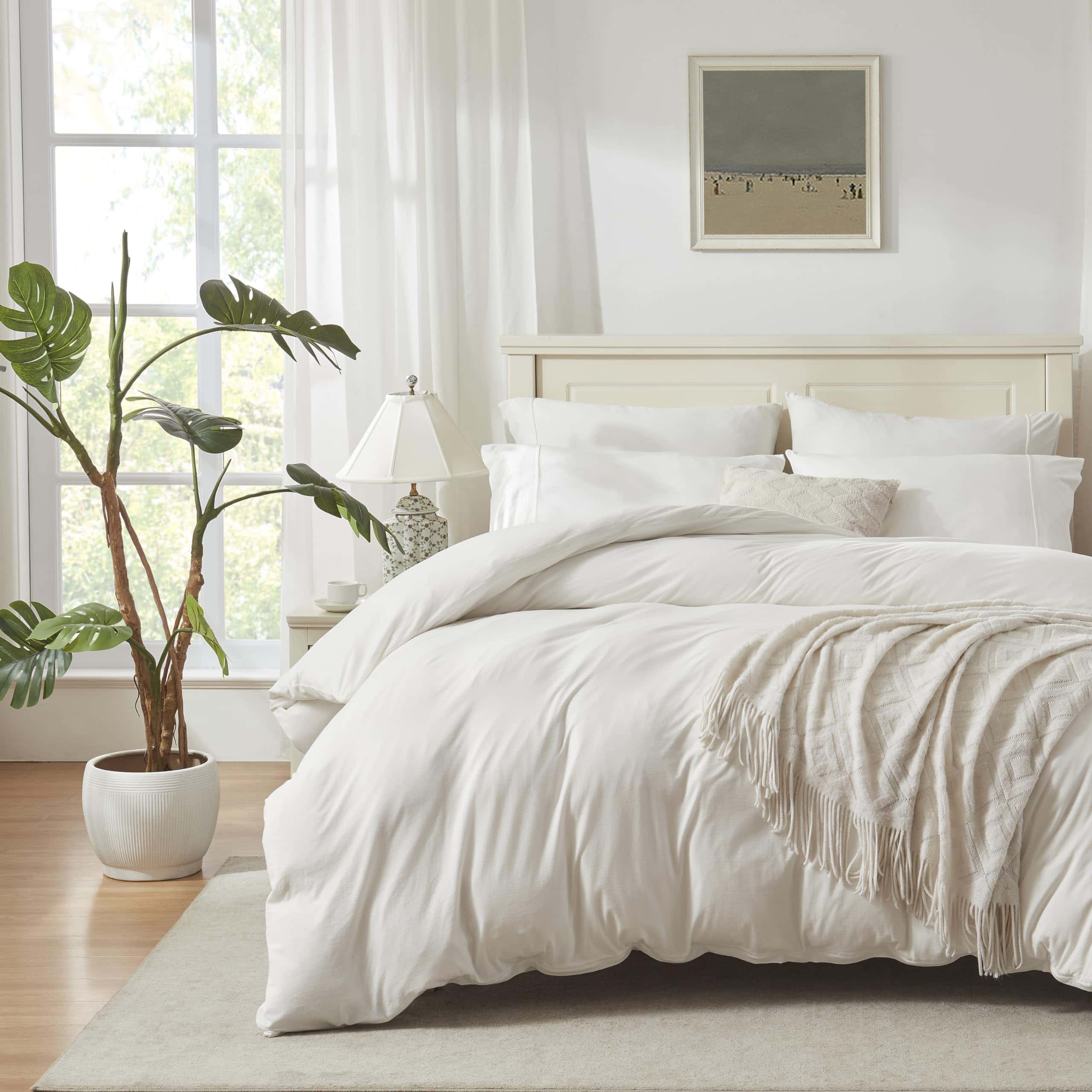 Juego de Funda de Edredón de Punto de Jersey de Algodón,