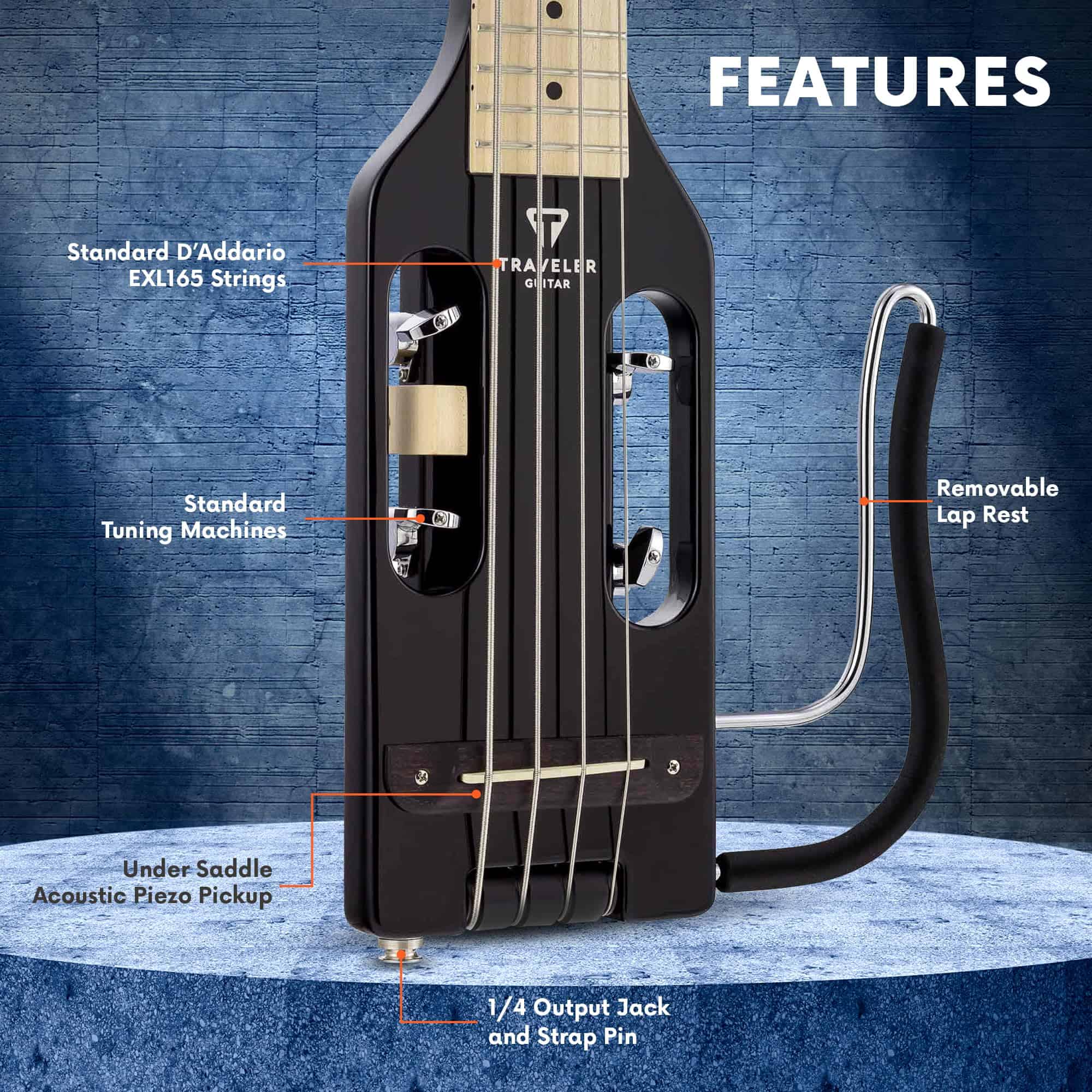 Bajo de viaje Traveler Guitar Ultra-Light Gloss Black | - Imagen 3