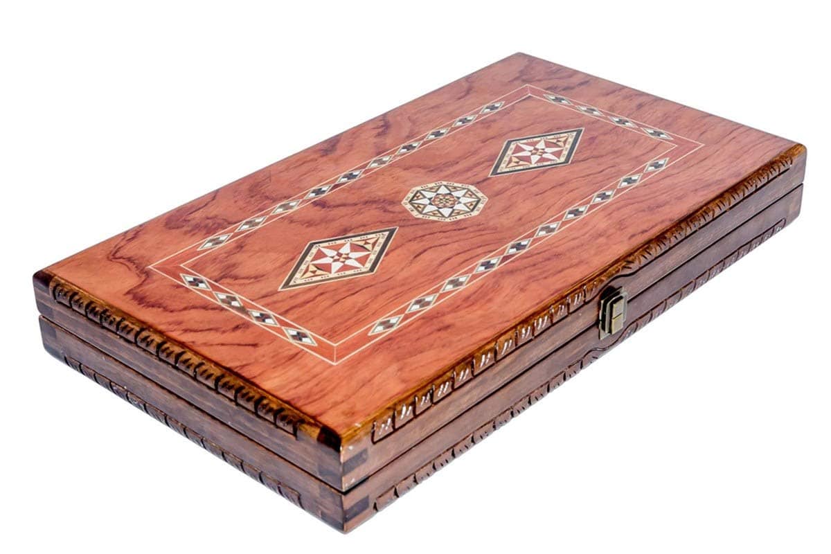 Juego de Backgammon con Diseño de Mosaico Tallado - Tablero