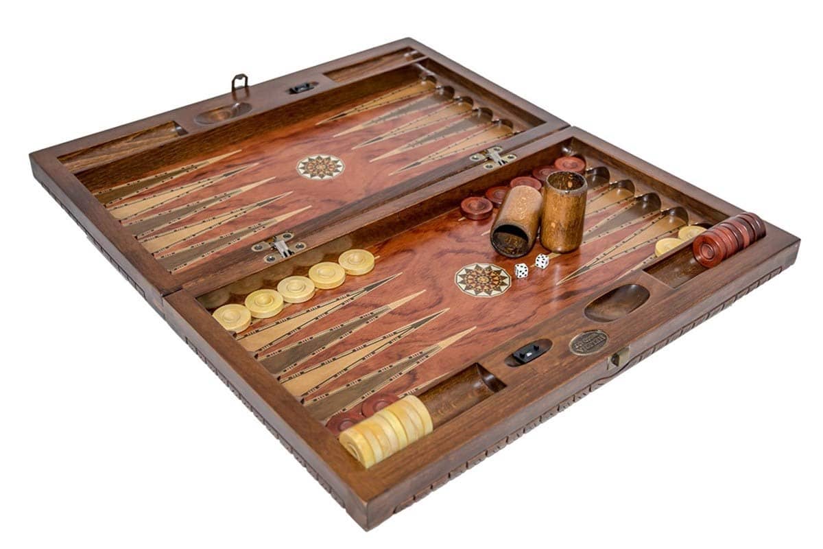 Juego de Backgammon con Diseño de Mosaico Tallado - Tablero - Imagen 4
