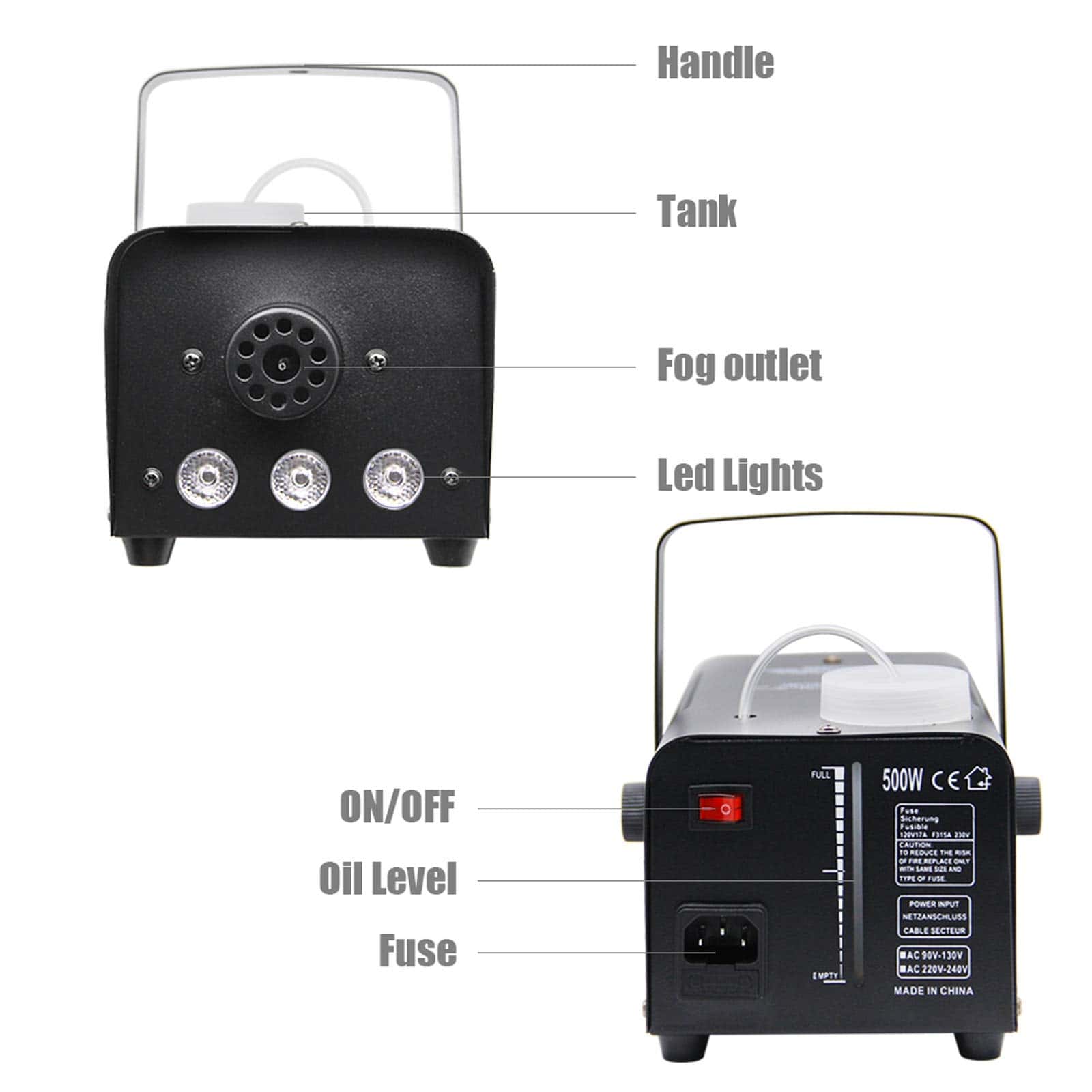 Máquina de Humo ATDAWN con Luces, Control Remoto - Imagen 4