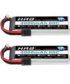 HRB 2PCS Batería Lipo 3S 4000mAh 11.1V 60C para Avión RC,