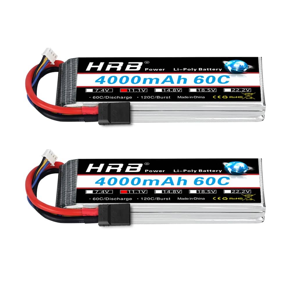 HRB 2PCS Batería Lipo 3S 4000mAh 11.1V 60C para Avión RC,