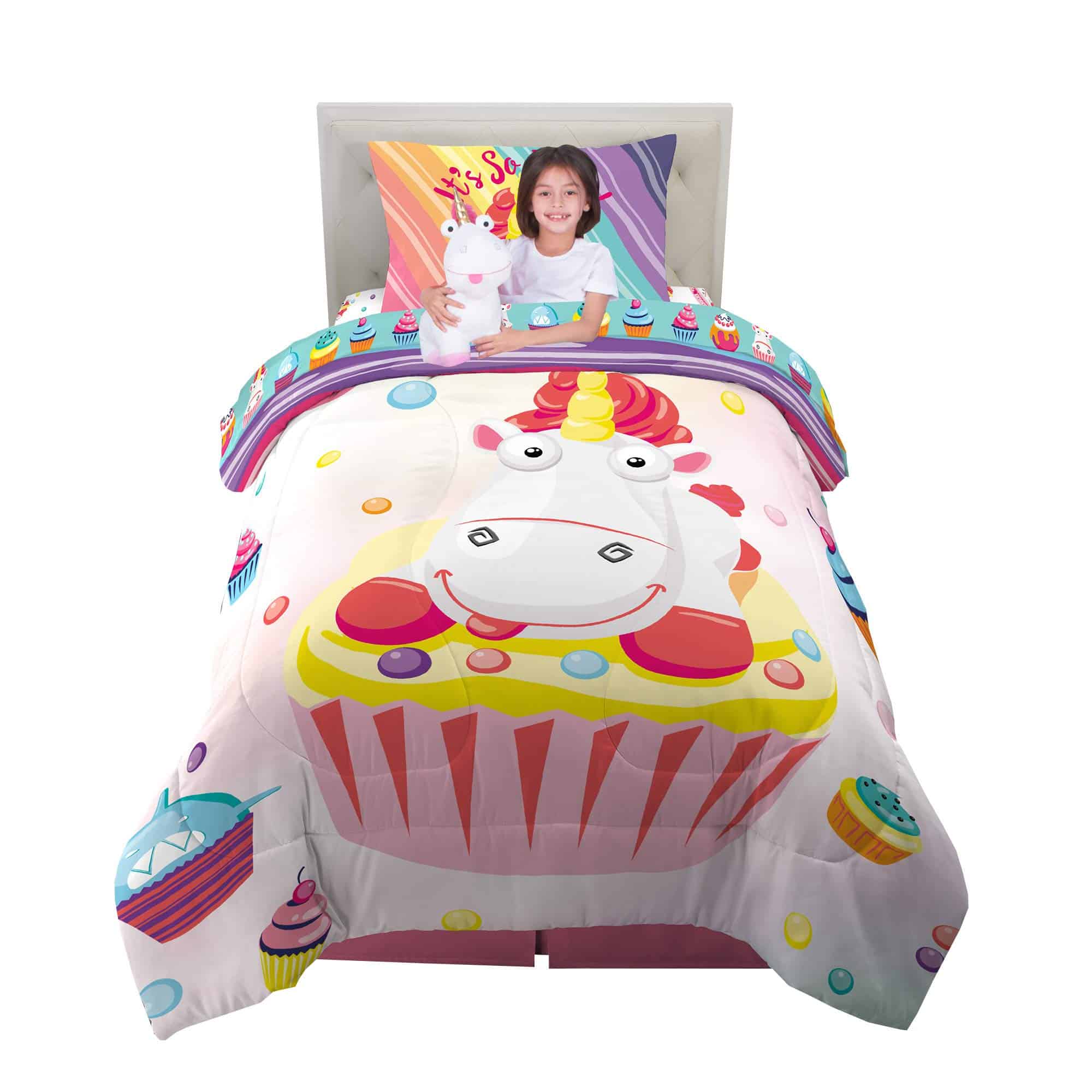 Juego de cama infantil con edredón, sábanas y almohada