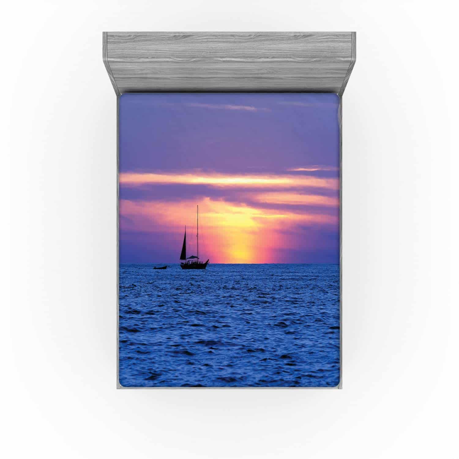 Sábana Ajustable Náutica Lunarable, Barco de Vela Navega a - Imagen 4