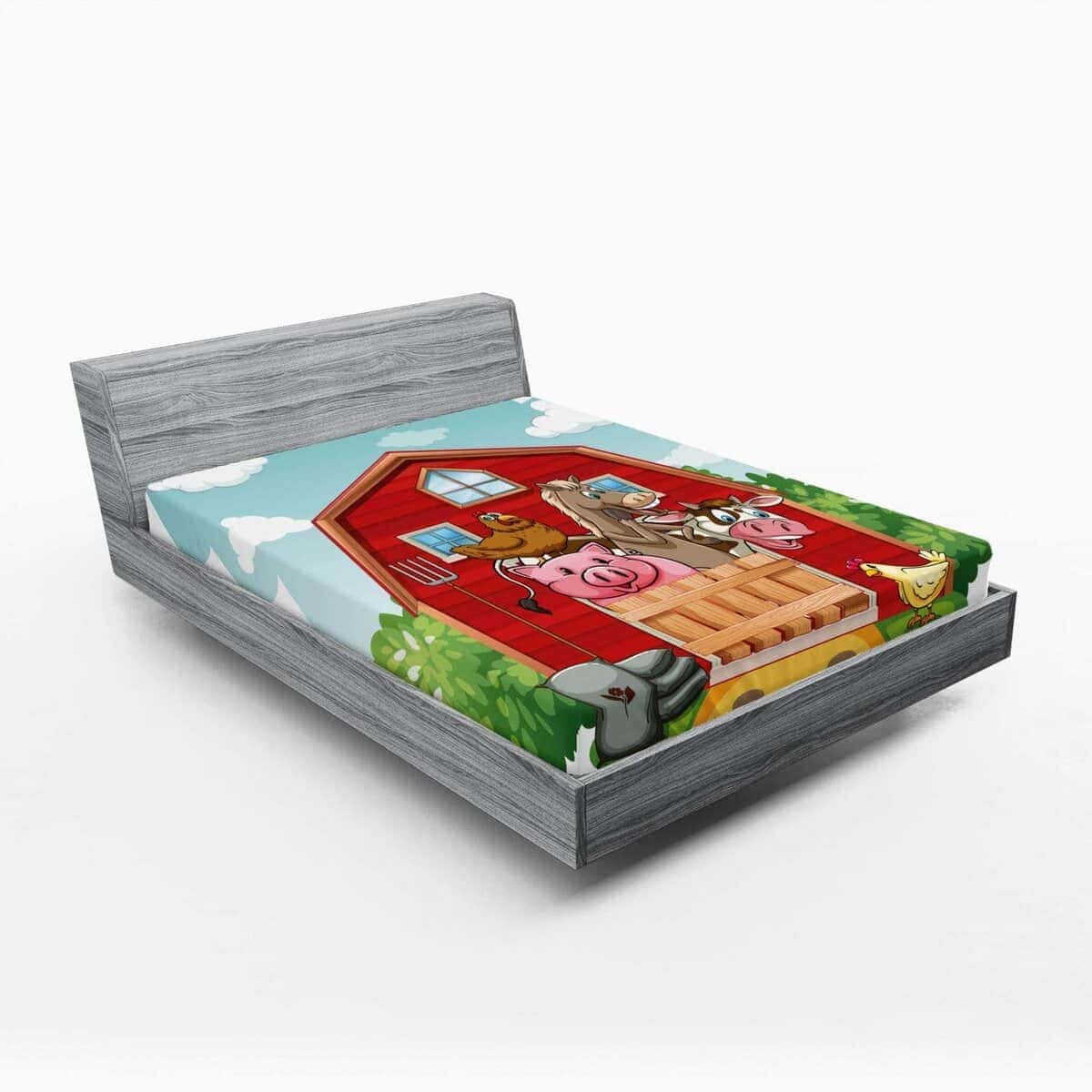 Sábana Ajustable Lunarable Cartoon, Animales de Granja