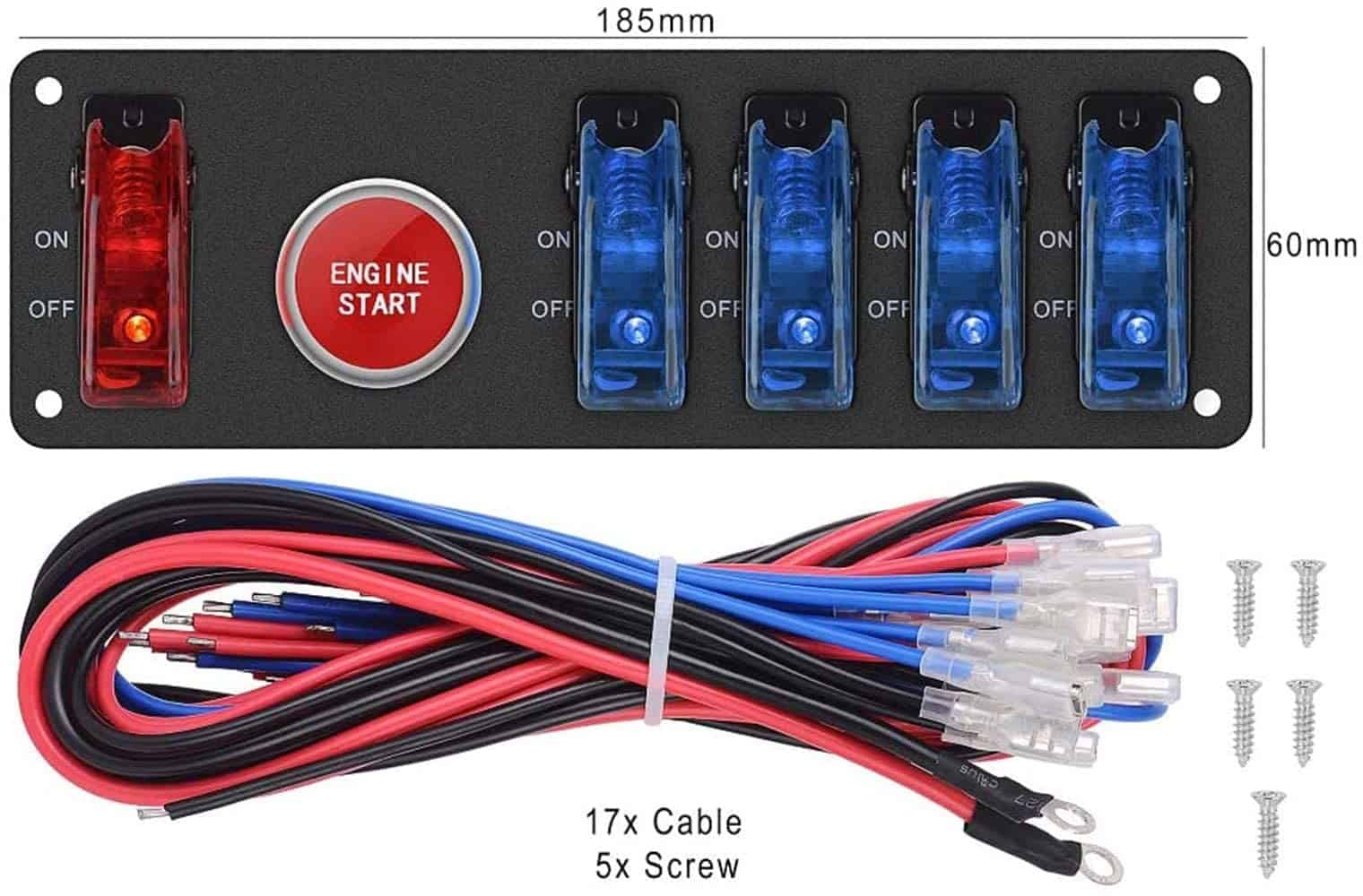 Panel de Interruptor de Encendido Abatible DC12V 5 en 1 - Imagen 4