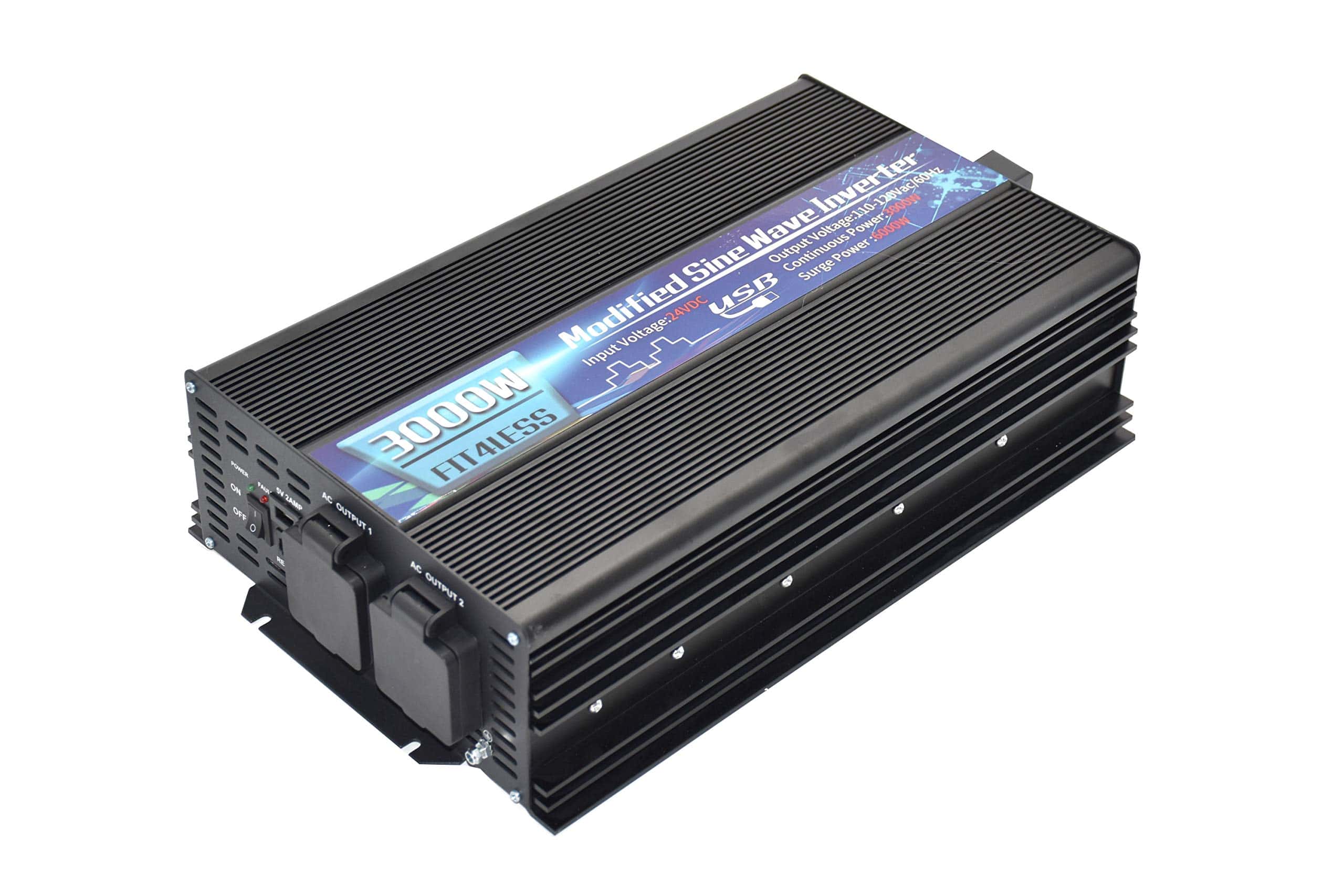 Inversor de corriente de 3000W con doble toma y USB, Onda - Imagen 3