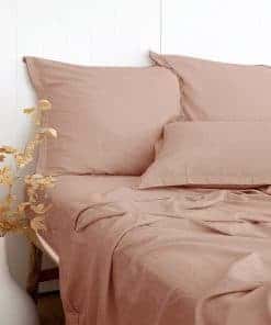 Juego de sábanas de bambú, algodón y lino de mezcla de lino