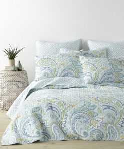 Juego de Edredón King Levtex Home Cortona Paisley, Verde,