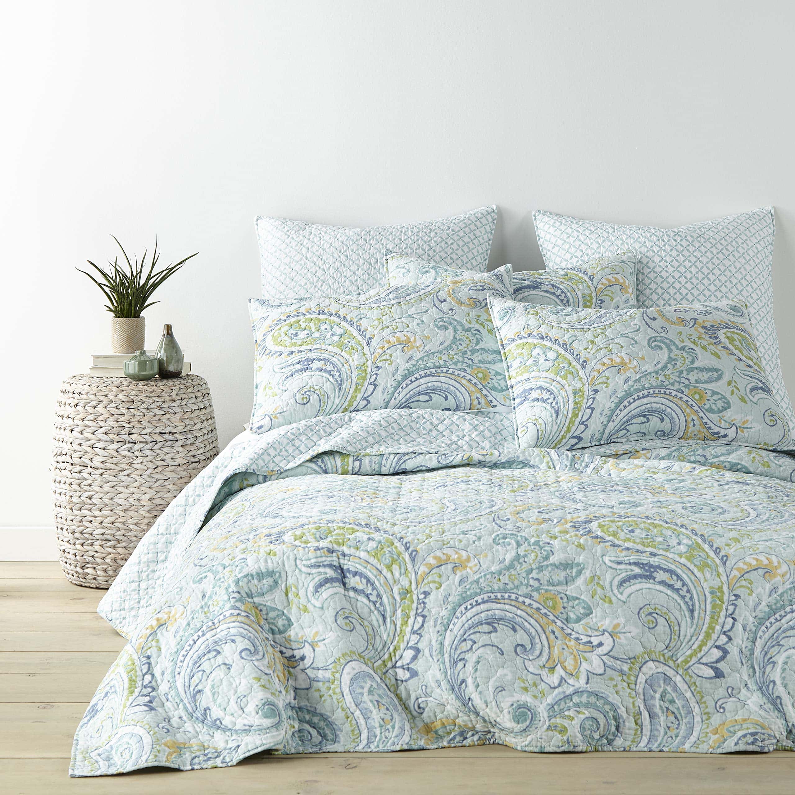 Juego de Edredón King Levtex Home Cortona Paisley, Verde,