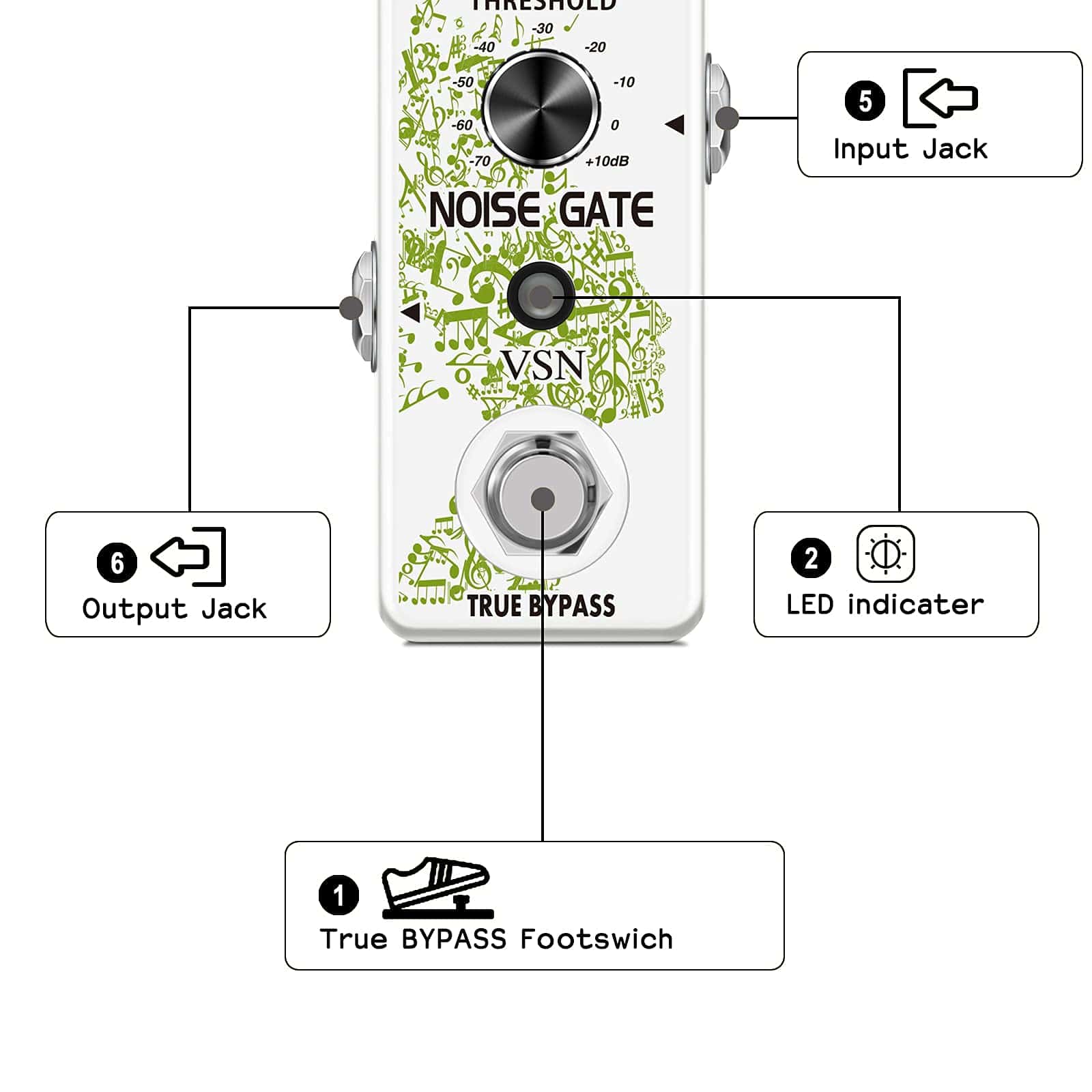 Pedal Noise Gate VSN, Supresor de Ruido Killer Para - Imagen 4